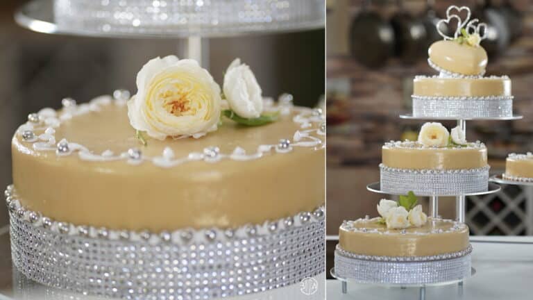 4-tier vanilla-almond wedding cake