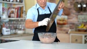 folding mushroom mixture into stuffing
