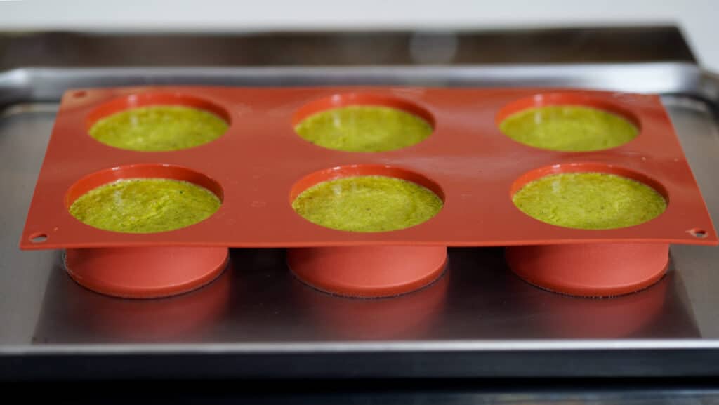 baked asparagus flan in silicone mold