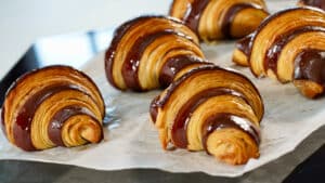 baked bicolor croissants