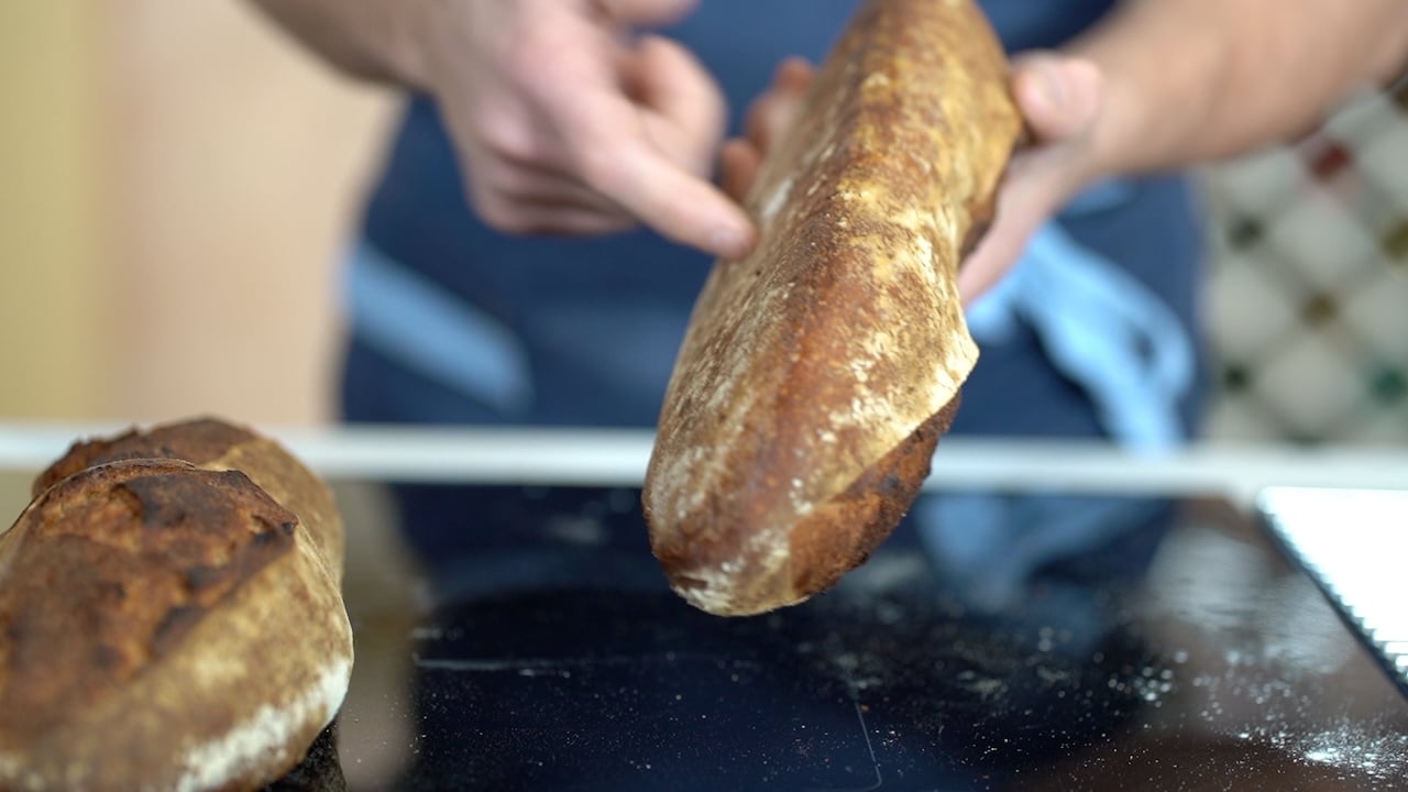 baked morel-garlic bread