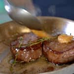 searing cooked tournedos