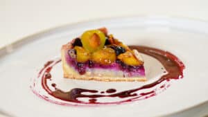 plated blueberry prune pie