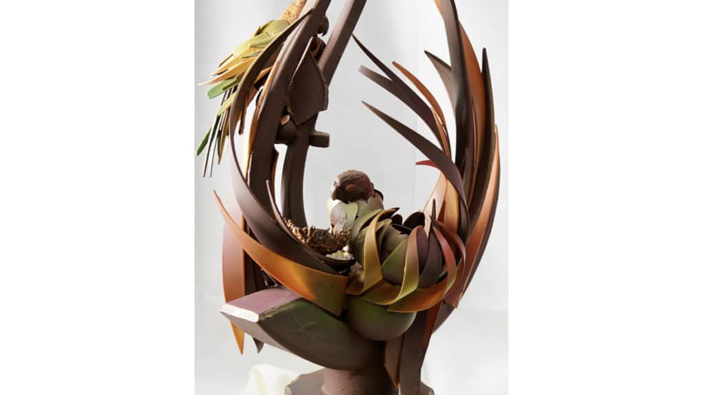 nesting parrots chocolate showpiece