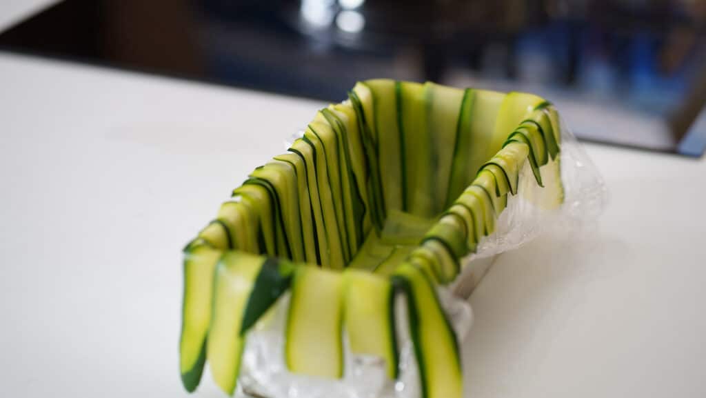 layered zucchini slices in mold