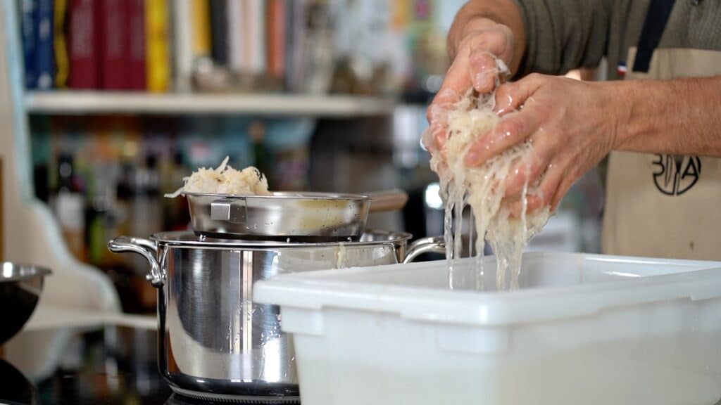 washing sauerkraut