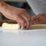 cutting dough slab with cutter