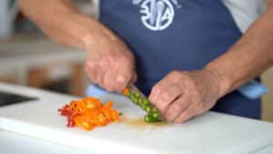 cutting chili peppers