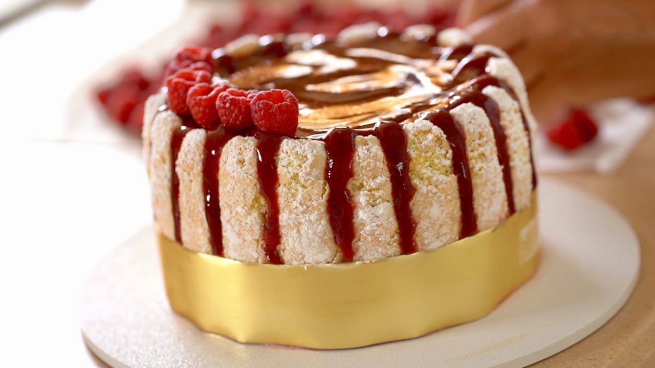 decorating raspberry charlotte