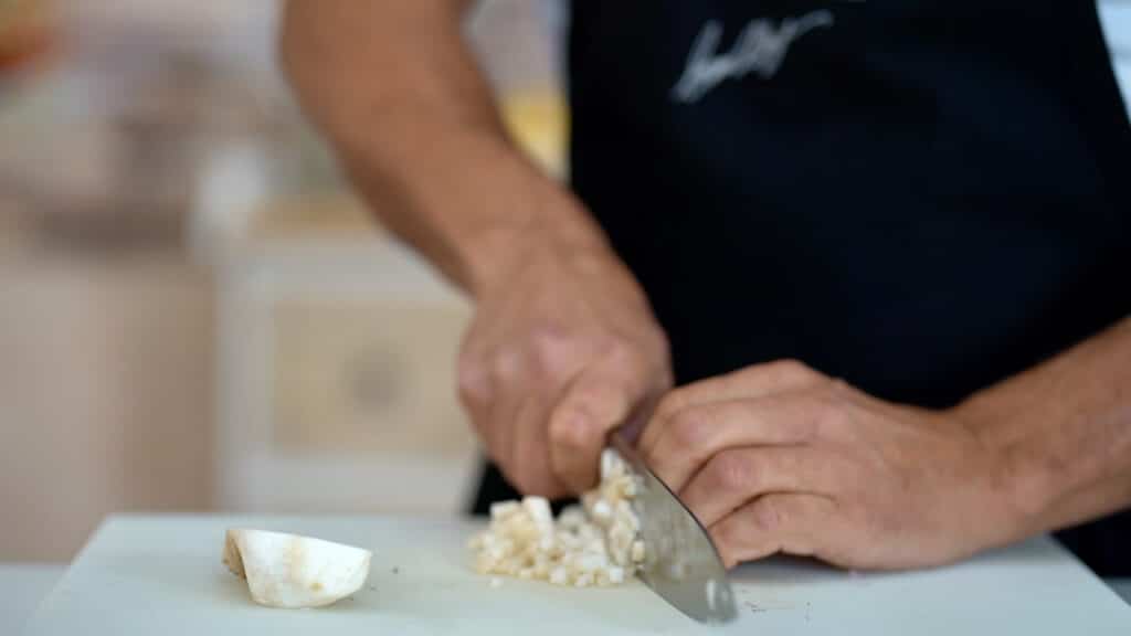 dicing porcini stems