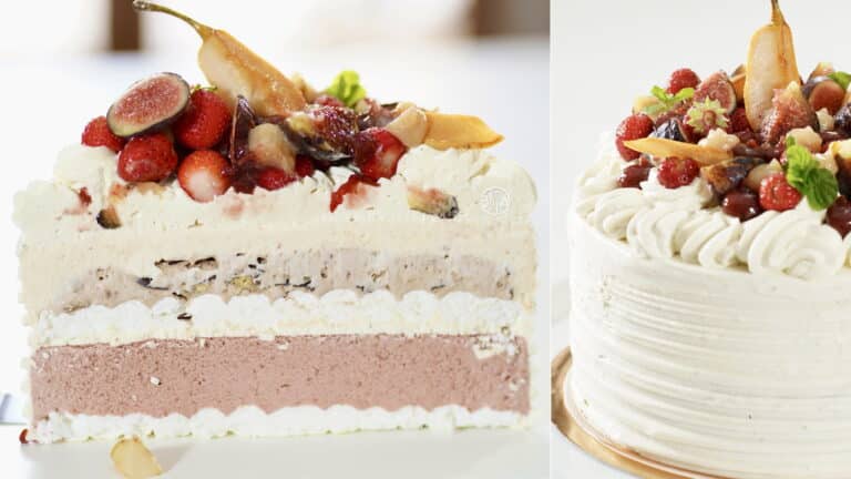 fig and pear vacherin ice cream cake