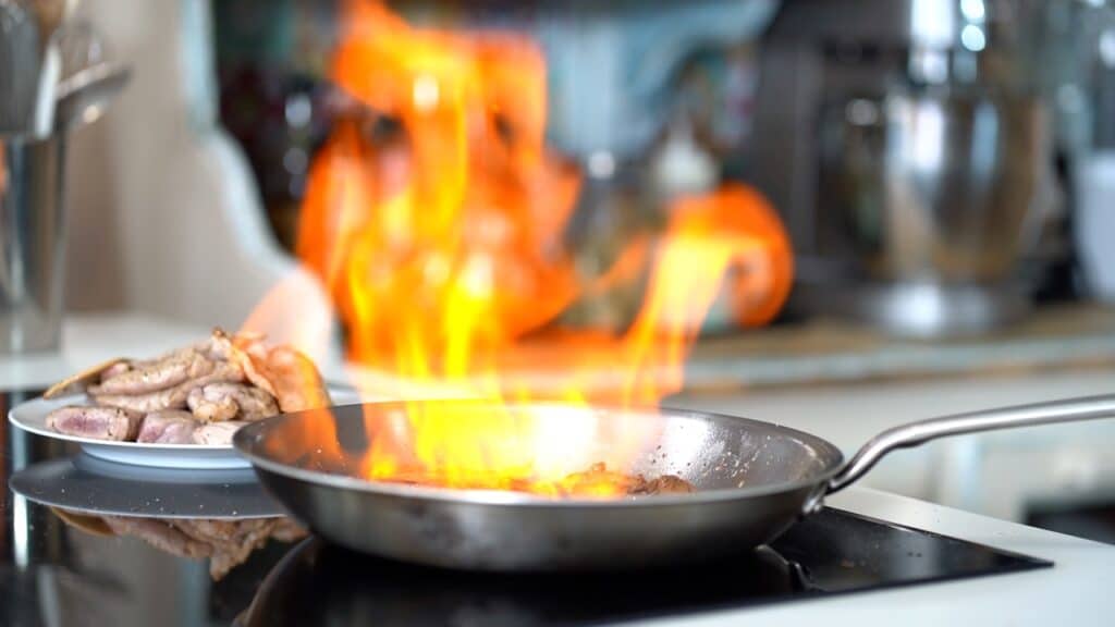 flambeing chicken livers