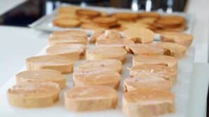 sliced foie gras for Tournedos Rossini