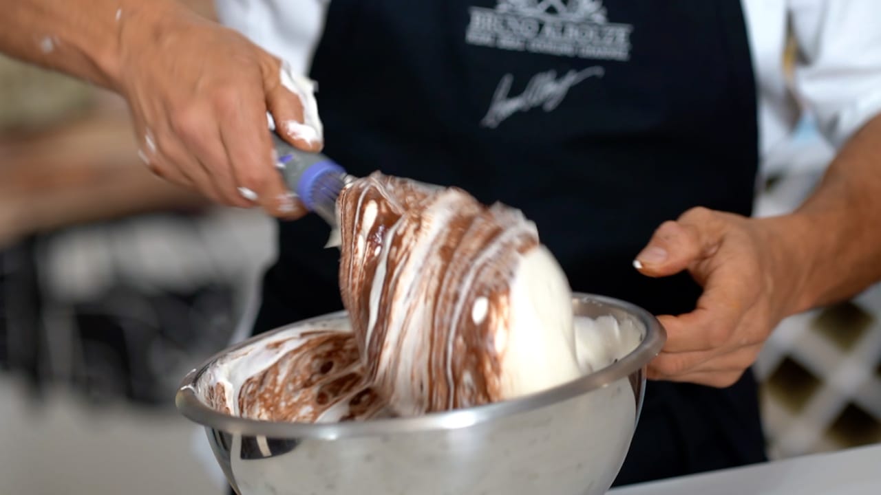 folding chocolate mousse