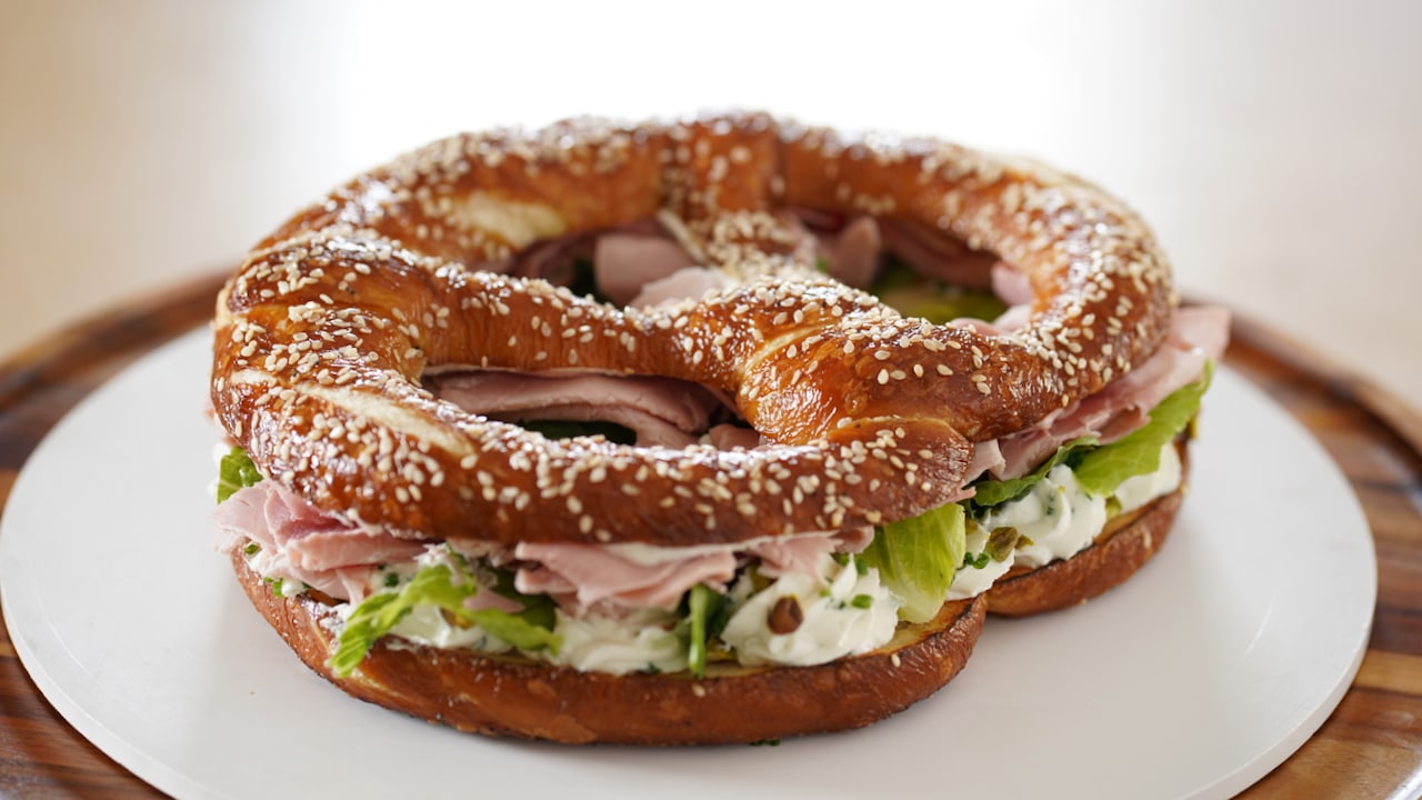 giant pretzel sandwich