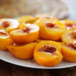 peeled yellow peaches
