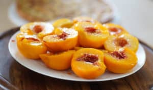 peeled yellow peaches
