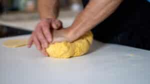kneading pasta dough