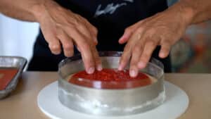 lemon mousse cake montage