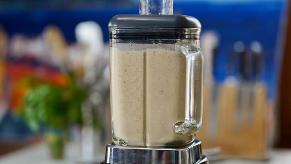 mixing mushroom velouté