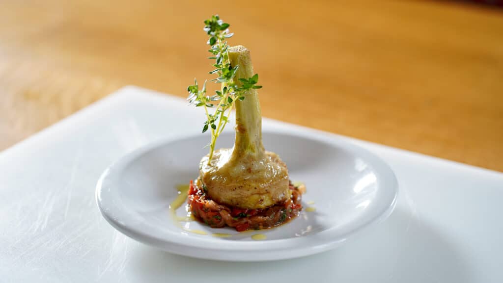 onion marmalade stuffed artichokes