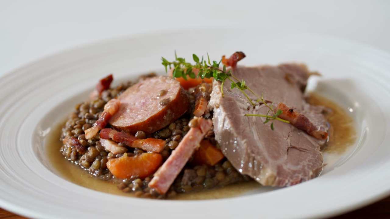 french green lentil with salted pork