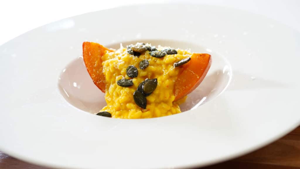 plated pumpkin risotto