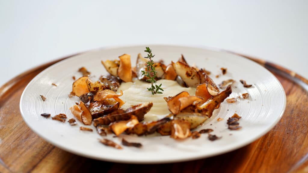 plated sunchoke in trio