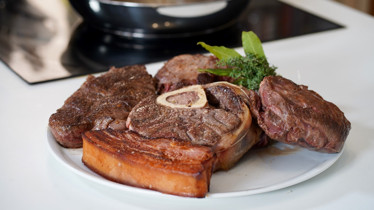seared red meat