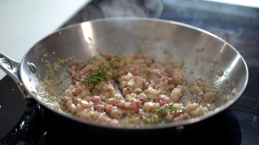 shallot bacon mixture