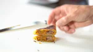 sliced pork samosa