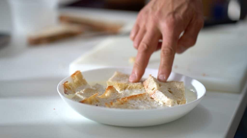 soaking bread crumbs in milk