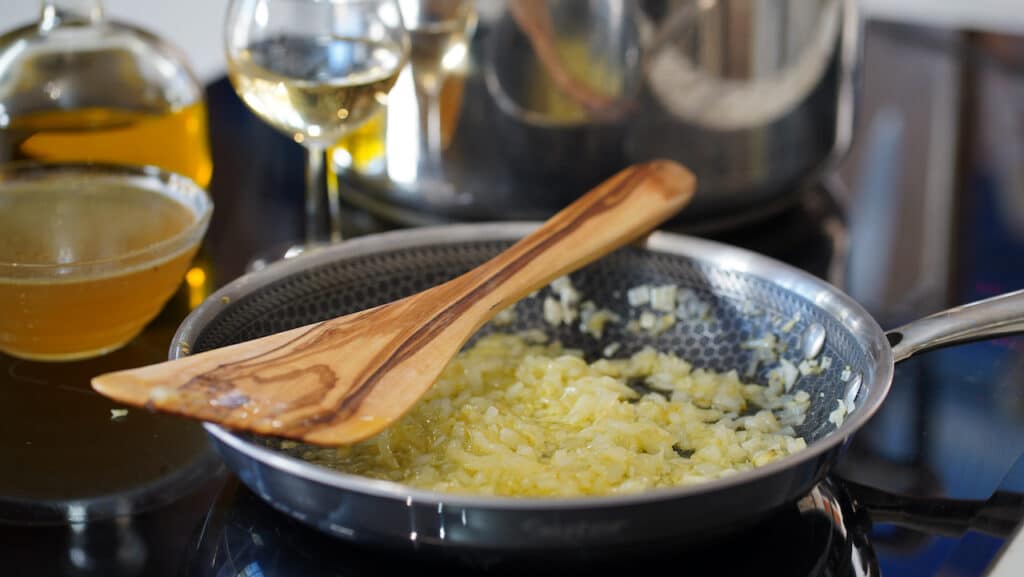 sweating onions for tomato sauce