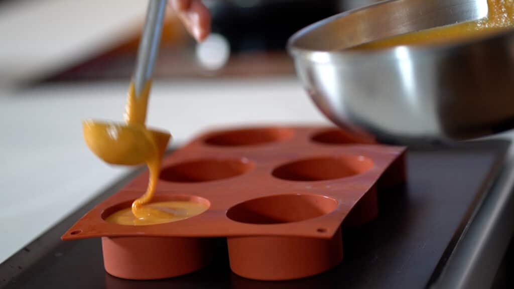 sweet potato pie in silicone mold