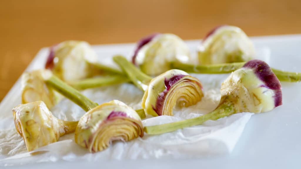 trimmed artichokes