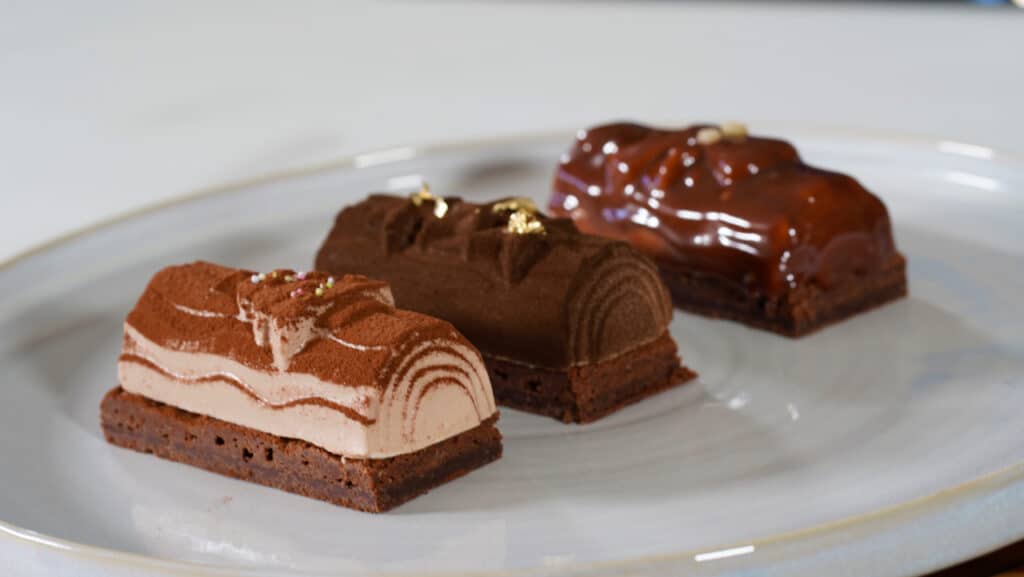 triple chocolate mini yule log