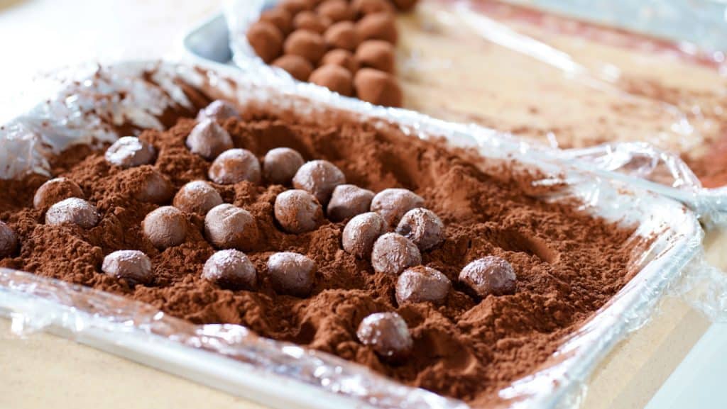coating truffles in chocolate