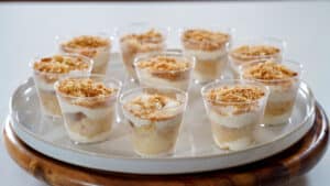 wedding cake dessert cups made with leftovers