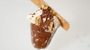 walnut ice cream sundae