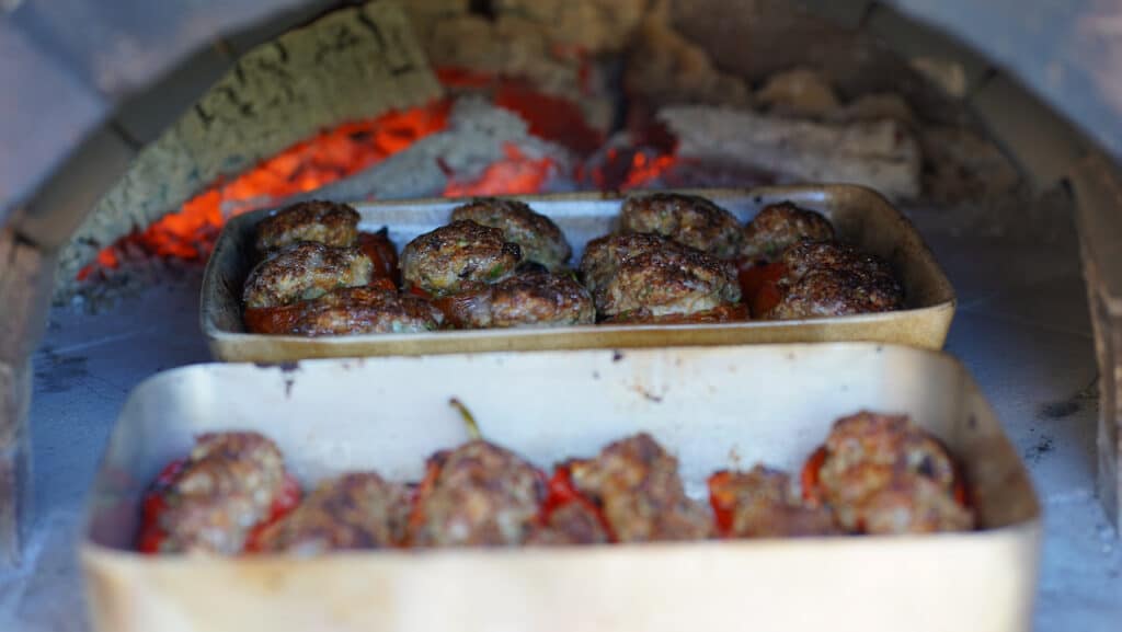 wood-fired oven stuffed corno di toro