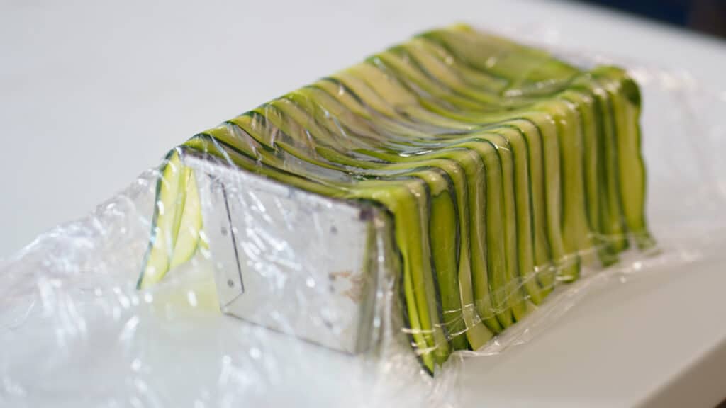 zucchini slices chicken terrine montage